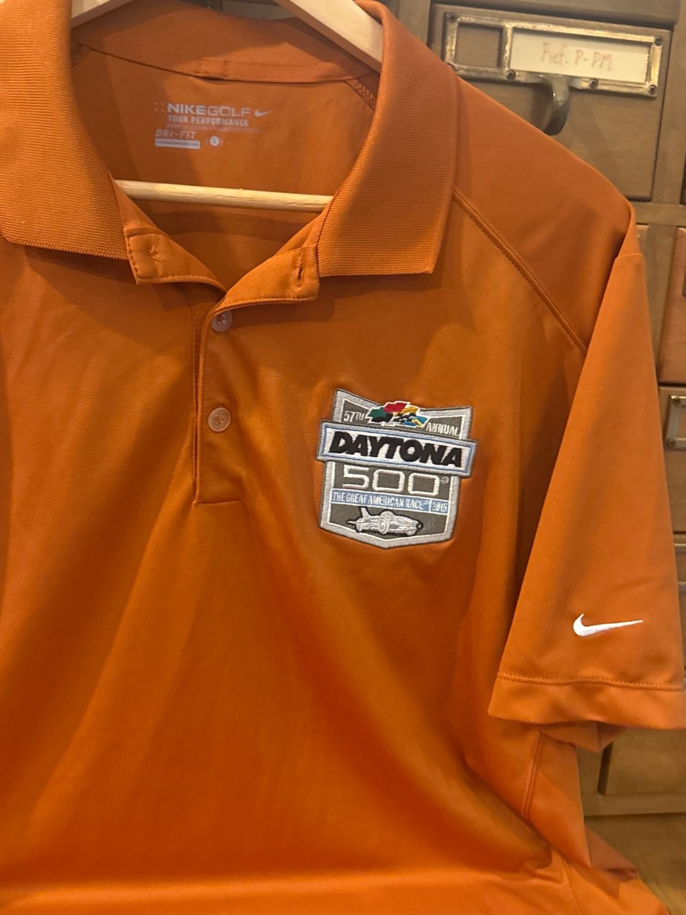 Nike Orange Daytona 500 Dri-FIT Golf Polo 2015 57th Anniversary